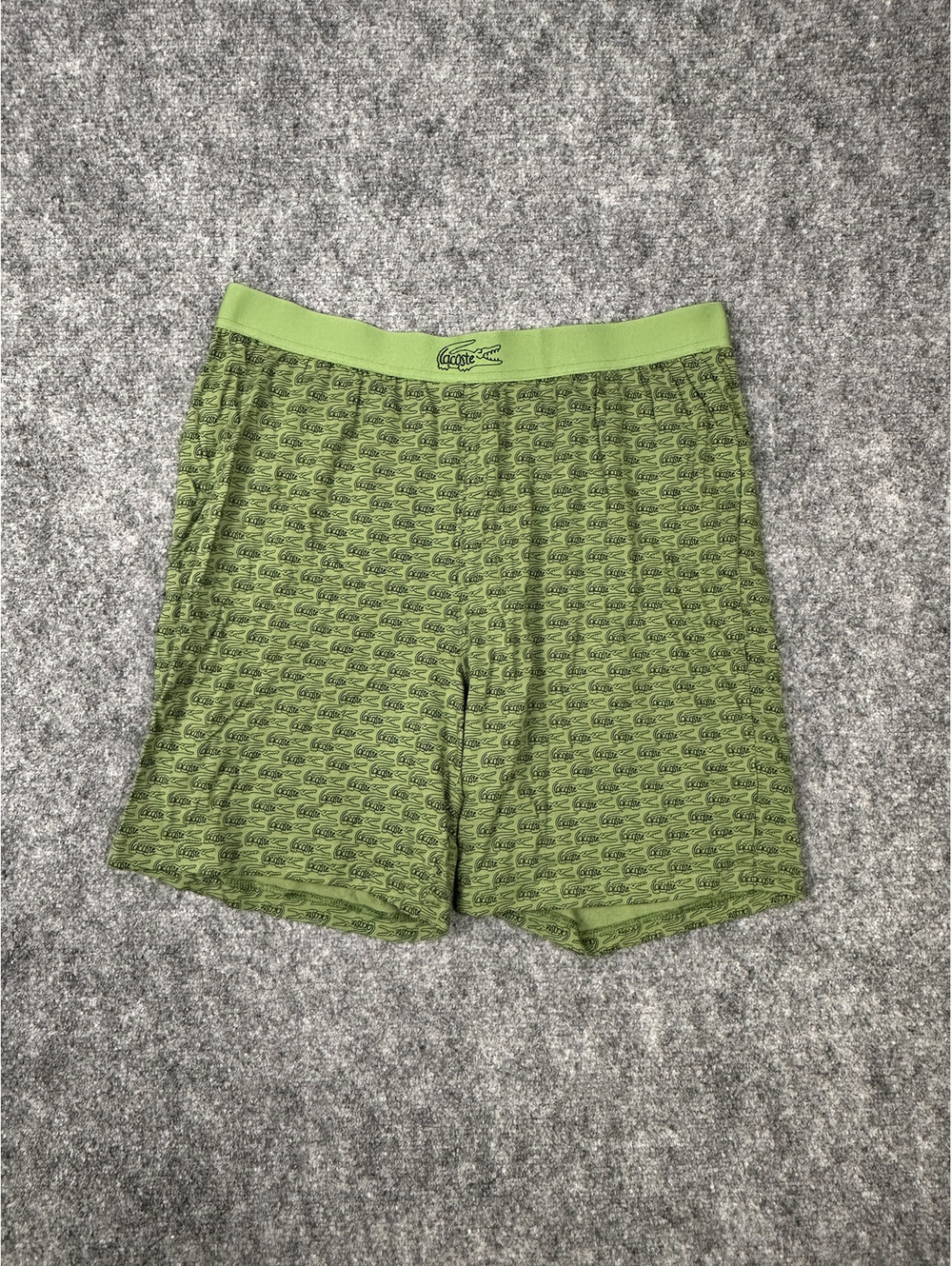 Lacoste Sleepwear Green Logo Print Boxer Shorts Size L